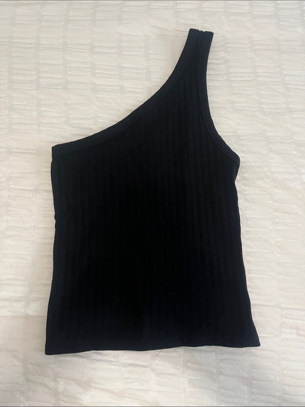 American Eagle Outfitters One-Shoulder Ribbed Tank - Black